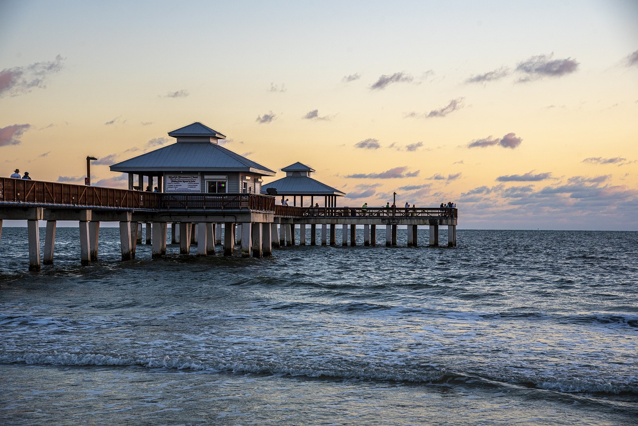 A pier at sunset, which could become reality with a Florida bank statement loan.