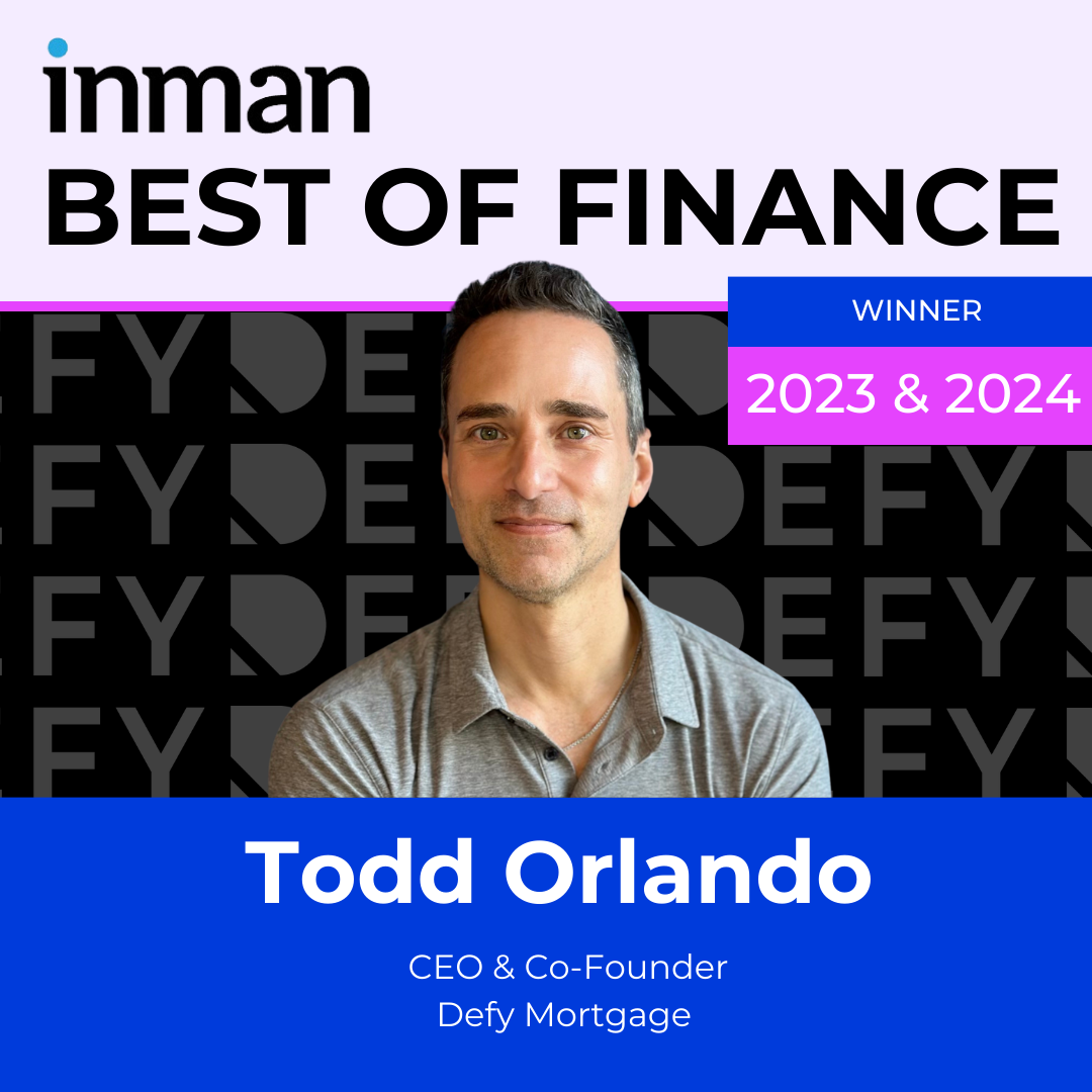 Todd Orlando at Defy Mortgage wins Best of Finance Award 2024 from Inman News