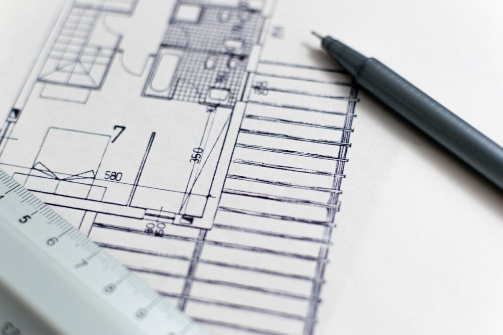 Building plans for a new construction that was financed using a construction loan Texas.