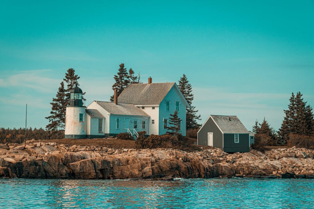 A quaint house on the coast, which could make a great vacation home rental with a DSCR loan Maine. 