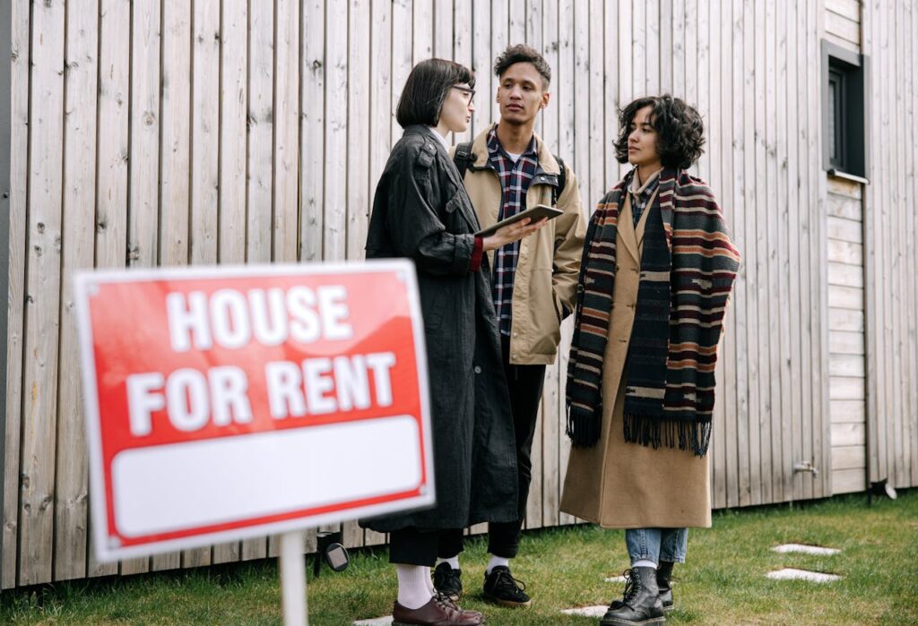 A couple is speaking to a landlord about a house for rent that was purchased with a DSCR loan Mississippi. 